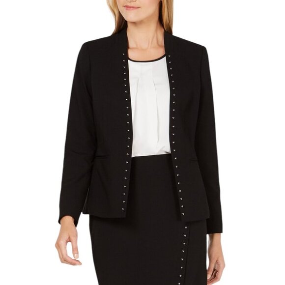 Calvin Klein NWT $149 Black Studded Open Front Blazer, Women’s Size 16 - Picture 1 of 12